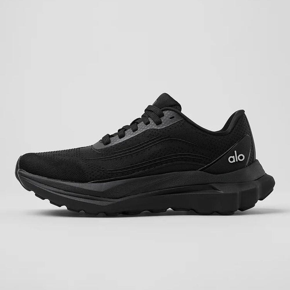 Alo Lightweight Mesh Performance Low Top Runner Sneakers Black Black Women's 10